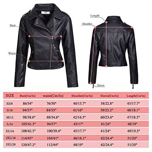 ZAKASA Women Leather Jackets Slim Fit Lapel Zip Up Faux Leather Biker Jacket PU Blazers Ladies