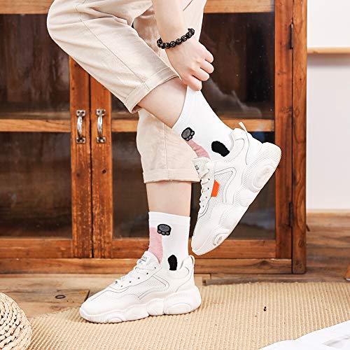 Womens Cotton Cute Animal Socks : Funny Soft Cat Dog Cotton Stocking Multipack for Thermal Warm Socks for Winter Christmas 5 Pairs