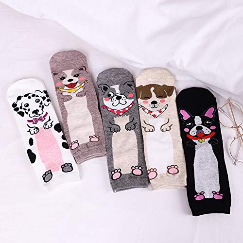 Womens Cotton Cute Animal Socks : Funny Soft Cat Dog Cotton Stocking Multipack for Thermal Warm Socks for Winter Christmas 5 Pairs