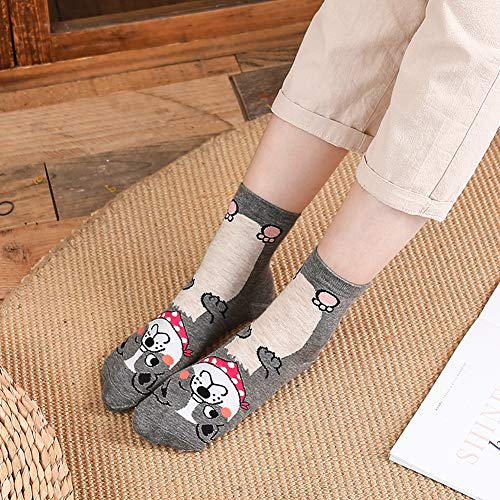 Womens Cotton Cute Animal Socks : Funny Soft Cat Dog Cotton Stocking Multipack for Thermal Warm Socks for Winter Christmas 5 Pairs