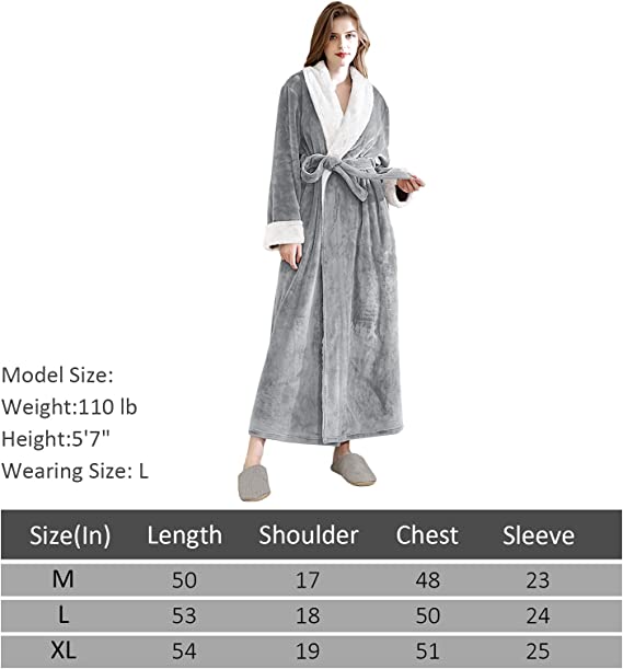 ZAKASA Women's Fleece Robes, Long Winter Warm Soft Plush Bathrobes for Women, Fluffy Comfy House Coat