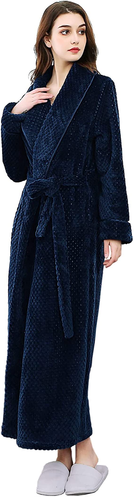 Womens Long Robe Soft Warm Fleece Plush Bathrobe Ladies Sleepwear Pajamas Housecoat Nightgown…