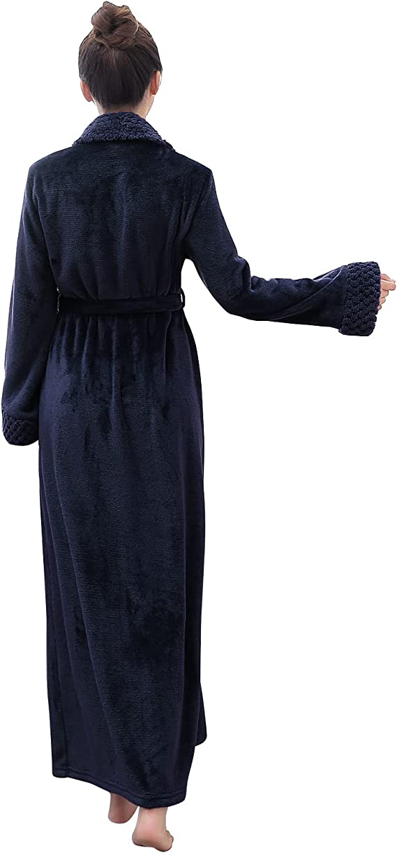 Long Bath Robe for Womens Plush Soft Fleece Bathrobes Nightgown Ladies Pajamas Sleepwear Housecoat