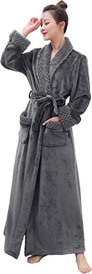 Long Bath Robe for Womens Plush Soft Fleece Bathrobes Nightgown Ladies Pajamas Sleepwear Housecoat