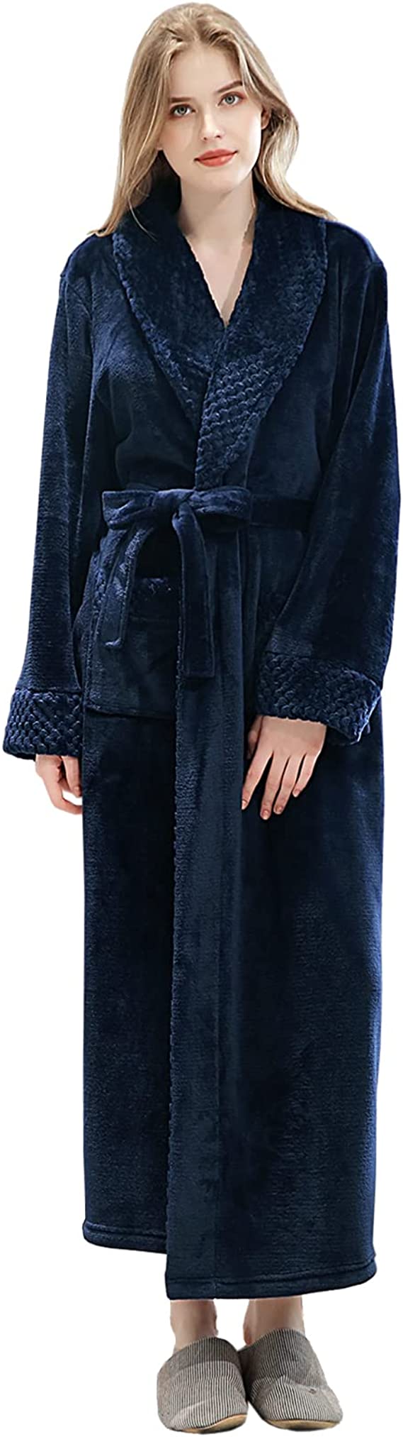 Long Bath Robe for Womens Plush Soft Fleece Bathrobes Nightgown Ladies Pajamas Sleepwear Housecoat