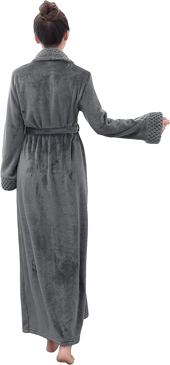 Long Bath Robe for Womens Plush Soft Fleece Bathrobes Nightgown Ladies Pajamas Sleepwear Housecoat