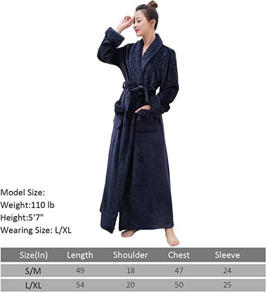 Long Bath Robe for Womens Plush Soft Fleece Bathrobes Nightgown Ladies Pajamas Sleepwear Housecoat