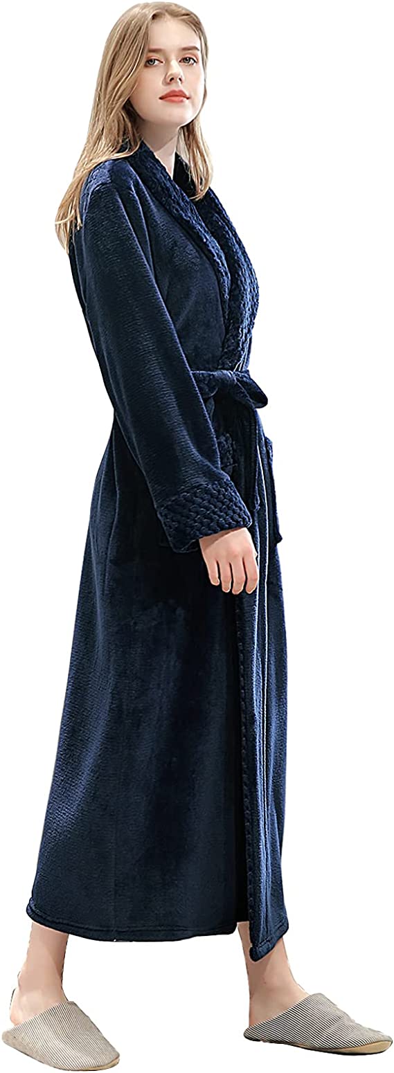 Long Bath Robe for Womens Plush Soft Fleece Bathrobes Nightgown Ladies Pajamas Sleepwear Housecoat