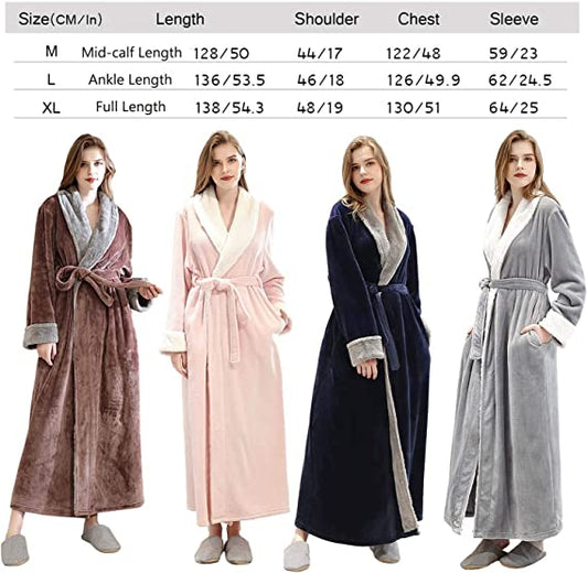 ZAKASA Women's Fleece Robes, Long Winter Warm Soft Plush Bathrobes for Women, Fluffy Comfy House Coat
