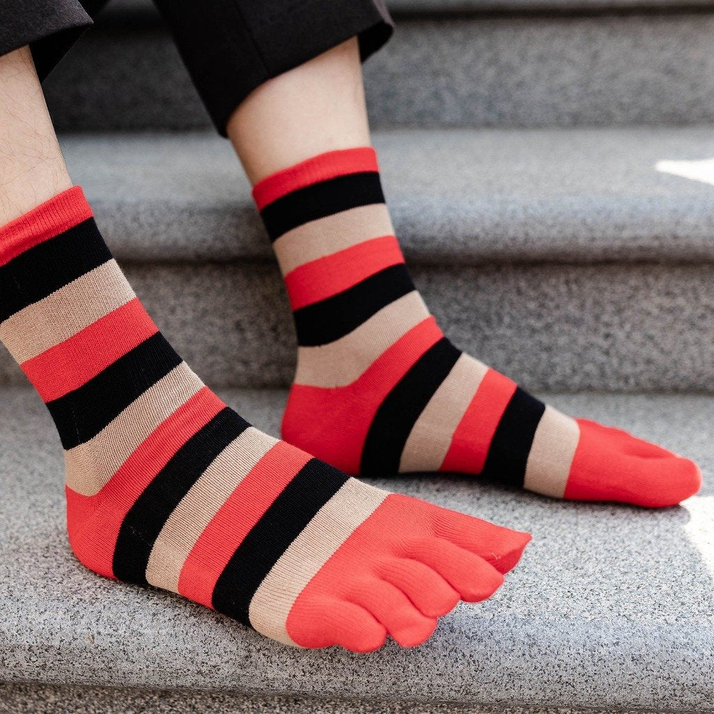 vibrant striped crew socks for men