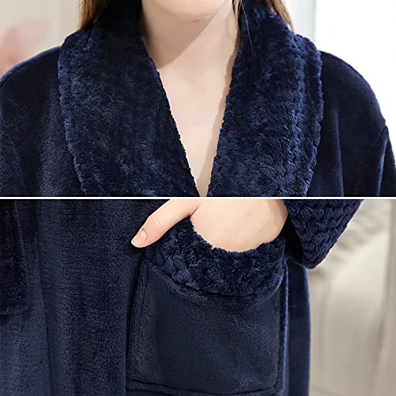 Long Bath Robe for Womens Plush Soft Fleece Bathrobes Nightgown Ladies Pajamas Sleepwear Housecoat