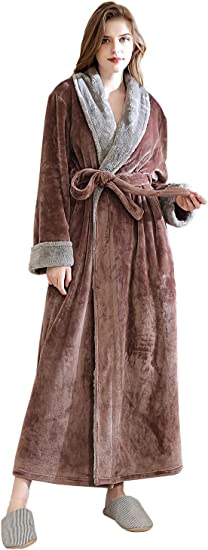 ZAKASA Women's Fleece Robes, Long Winter Warm Soft Plush Bathrobes for Women, Fluffy Comfy House Coat