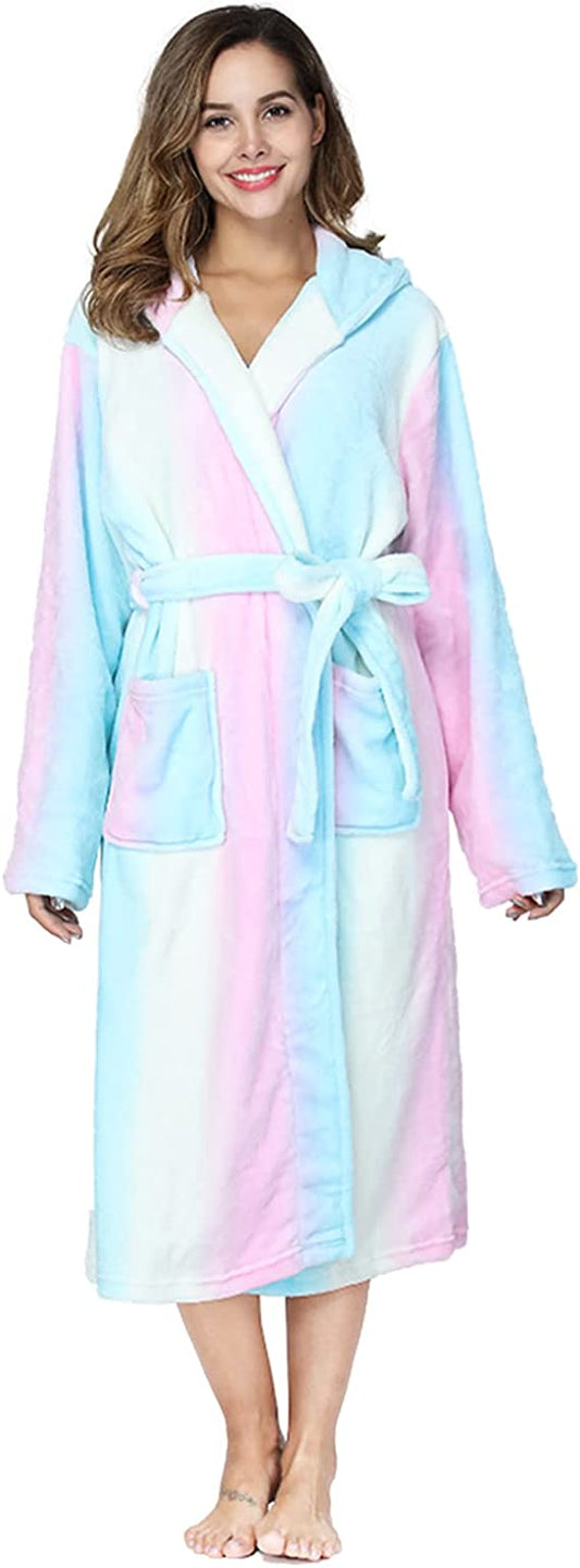 ZAKASA Plush Fleece Hooded Robes for Women Soft Fuzzy Ladies Bathrobe with Pockets