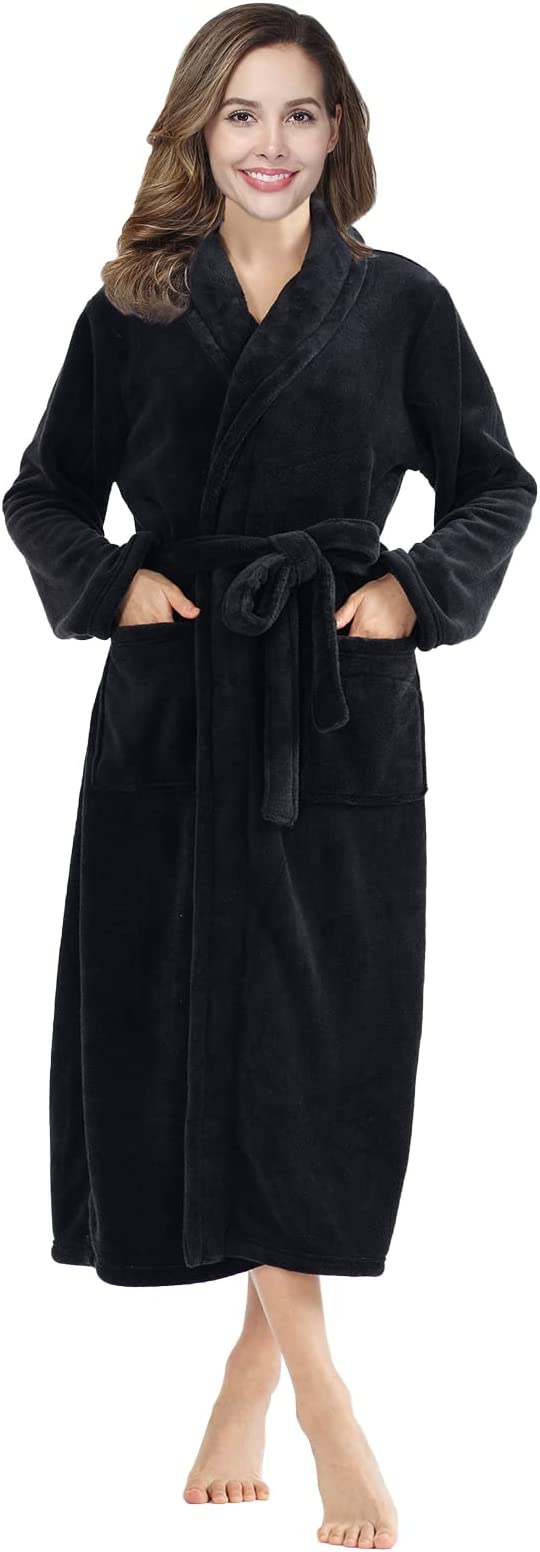 ZAKASA Plush Fleece Hooded Robes for Women Soft Fuzzy Ladies Bathrobe with Pockets