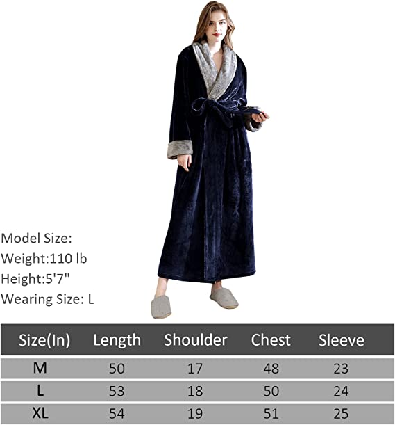 ZAKASA Women's Fleece Robes, Long Winter Warm Soft Plush Bathrobes for Women, Fluffy Comfy House Coat