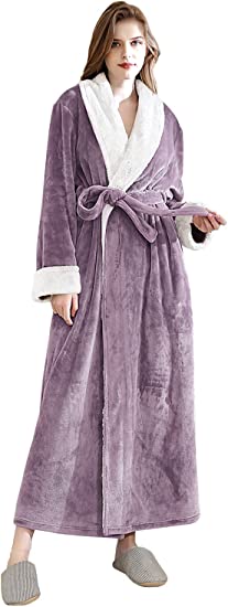 ZAKASA Women's Fleece Robes, Long Winter Warm Soft Plush Bathrobes for Women, Fluffy Comfy House Coat