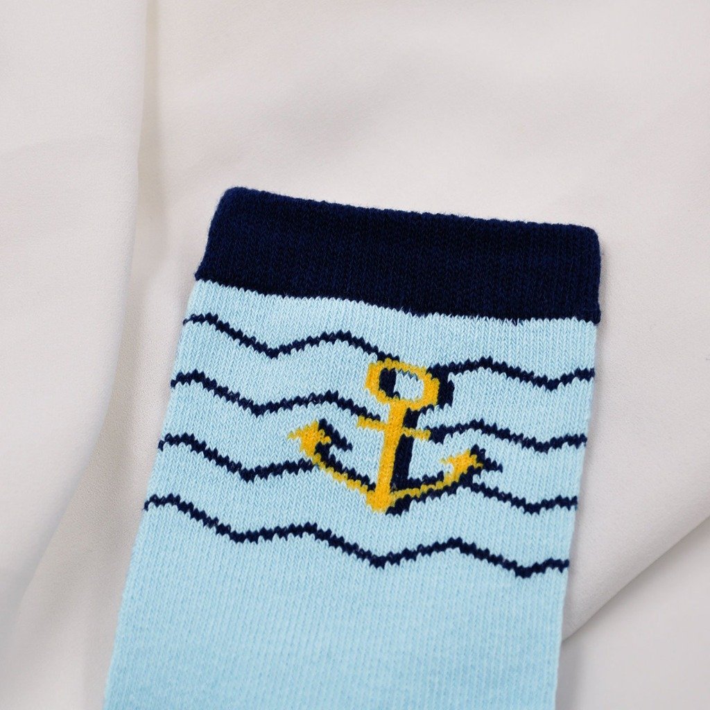 marine blue cotton crew socks for kids