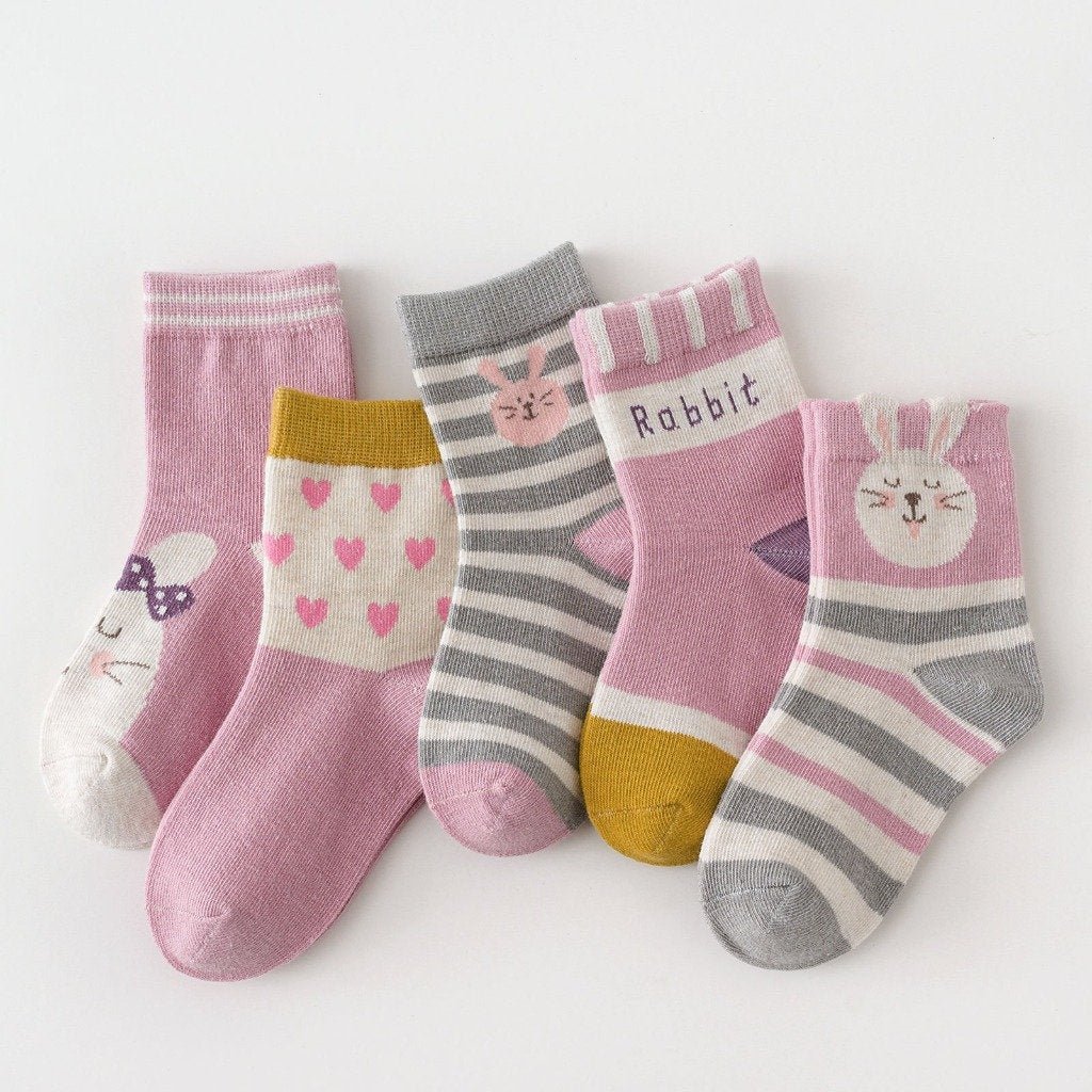 5 pairs purple rabbit socks