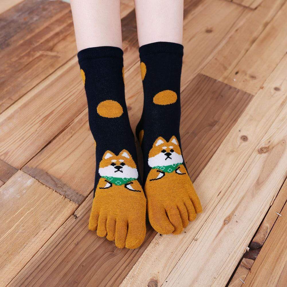 premium cute cat 5 finger socks