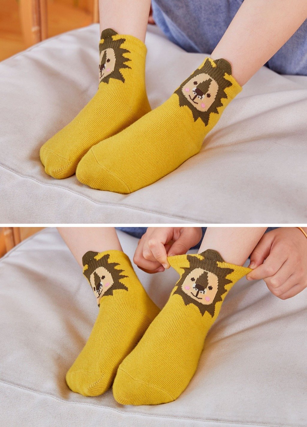 yellow lion socks for girls