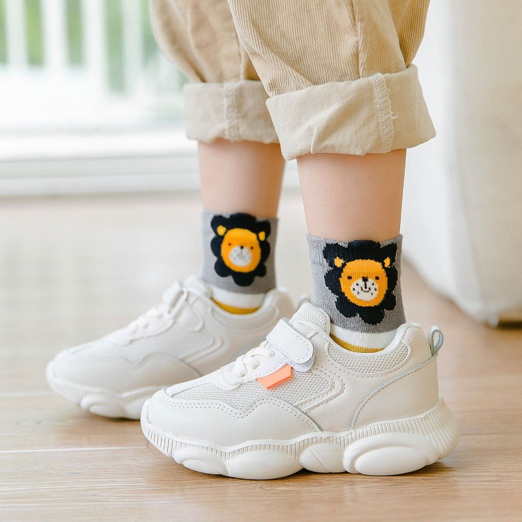 cotton lion crew socks for kids