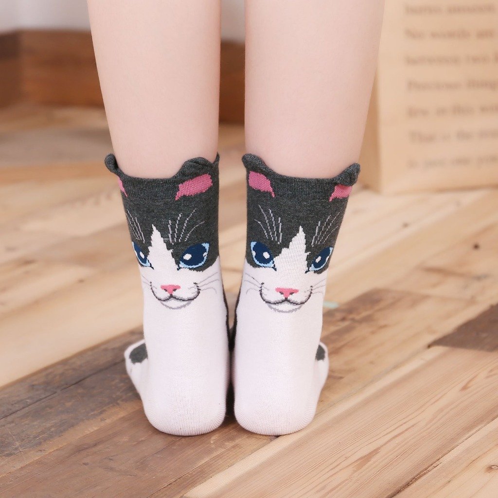 cute cat animal print socks for women