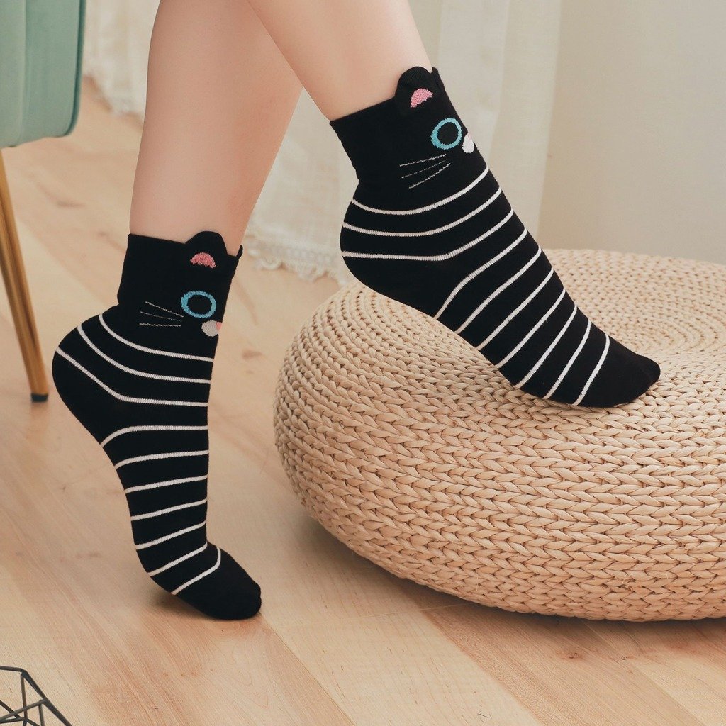 black stripes animal socks for women