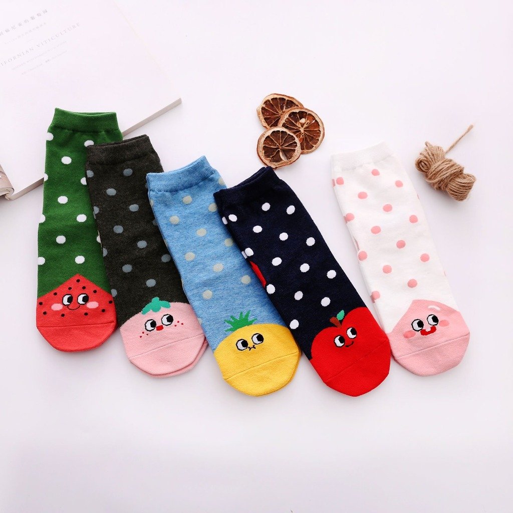 5 pairs cute fruits socks