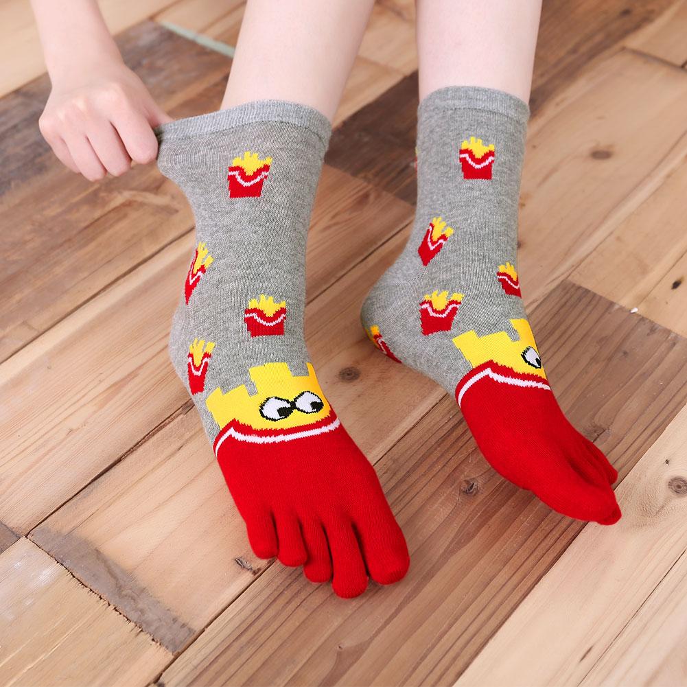 cute fries 5 finger socks for women