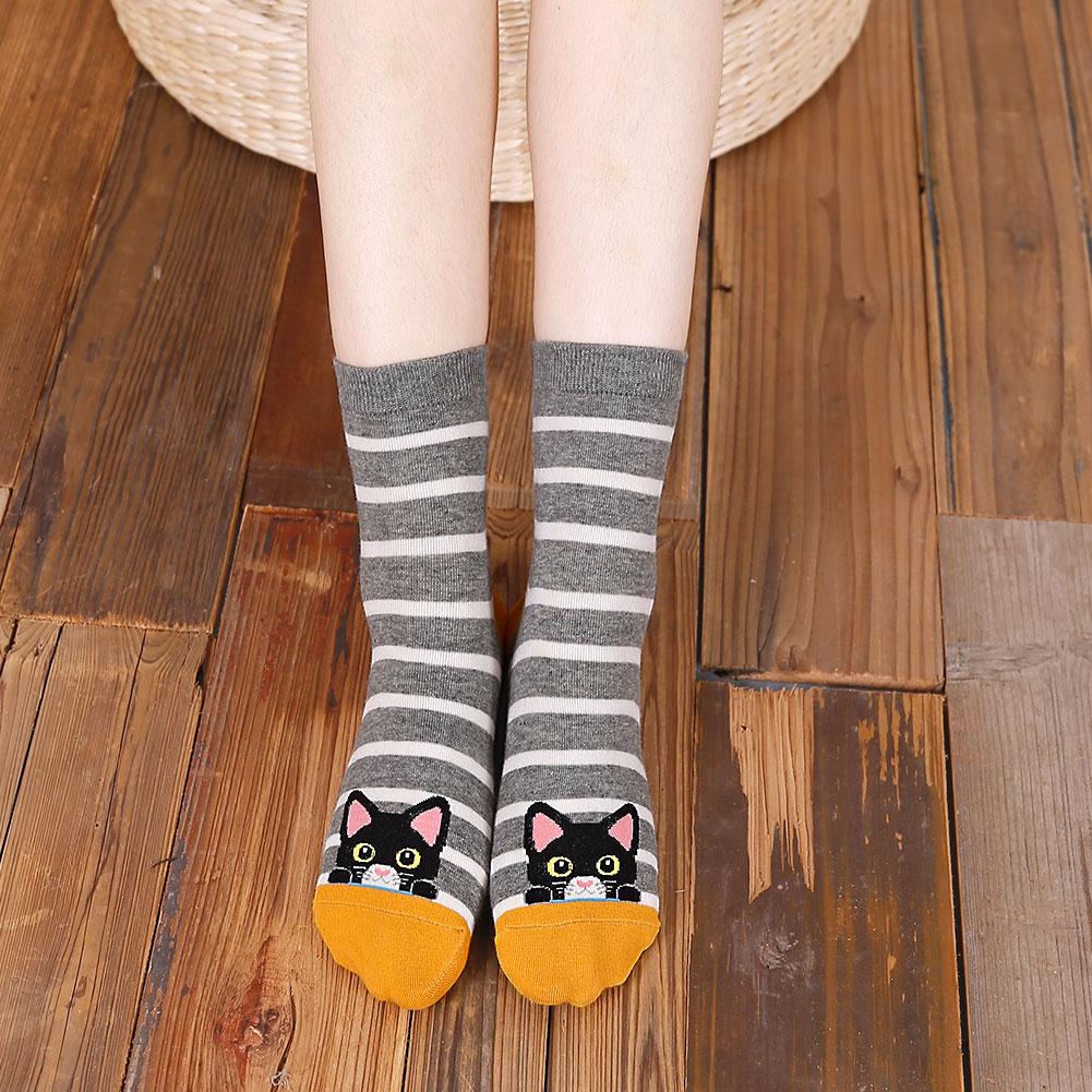 grey cat crew socks for women