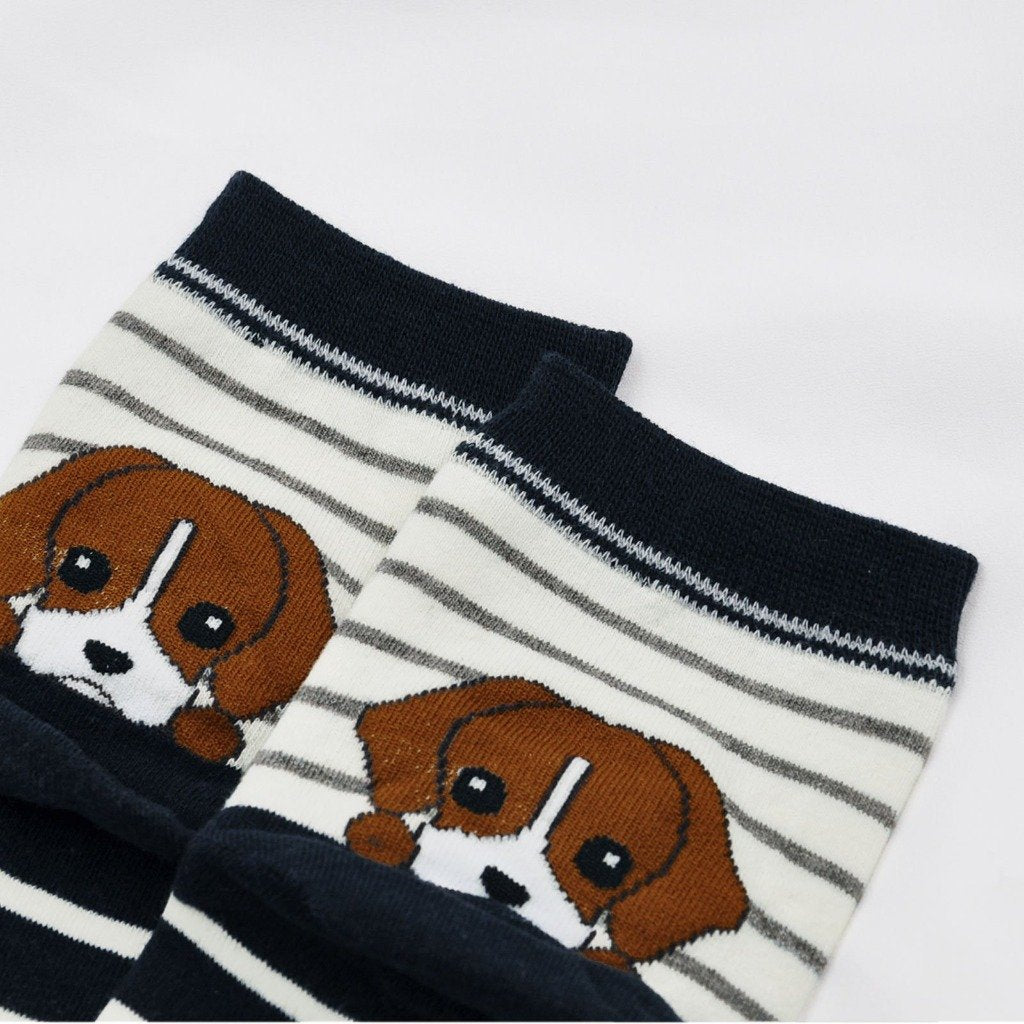 cute puppy stripes socks for women