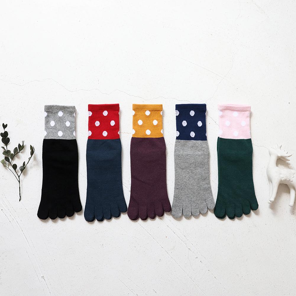 5 pairs polka dots crew socks for women