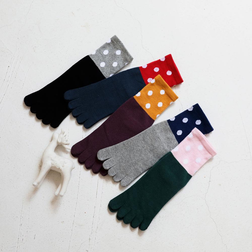 5 pairs polka dots 5 finger socks for women