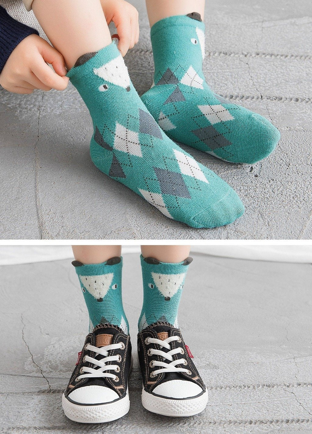 plaid animal crew socks for kids