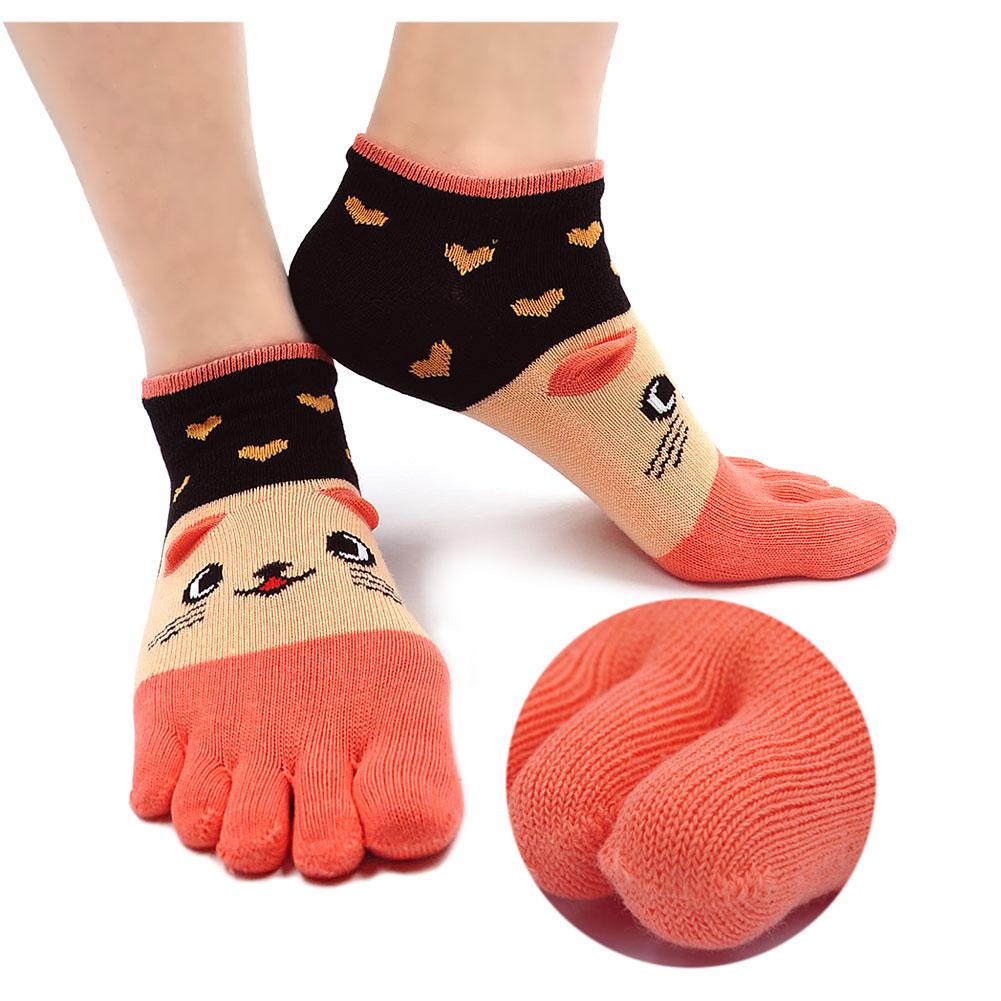 cute peach animal toe socks