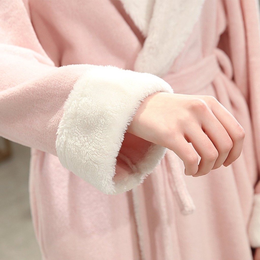 Pink Bathrobe with fluffy cuff