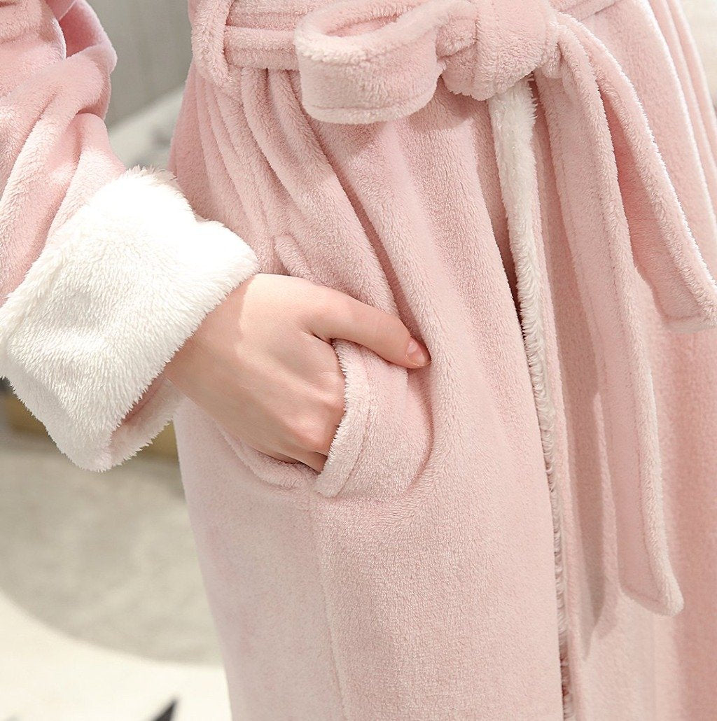 Pink Fluffy Bathrobe with 2 side pockets