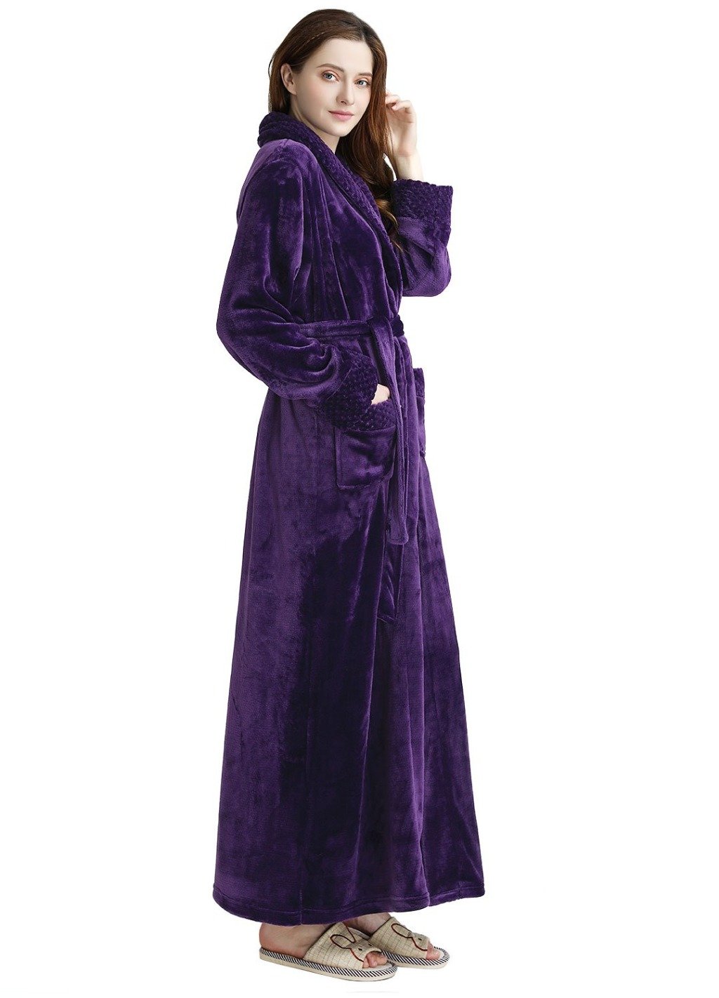 purple flannel dressing gown