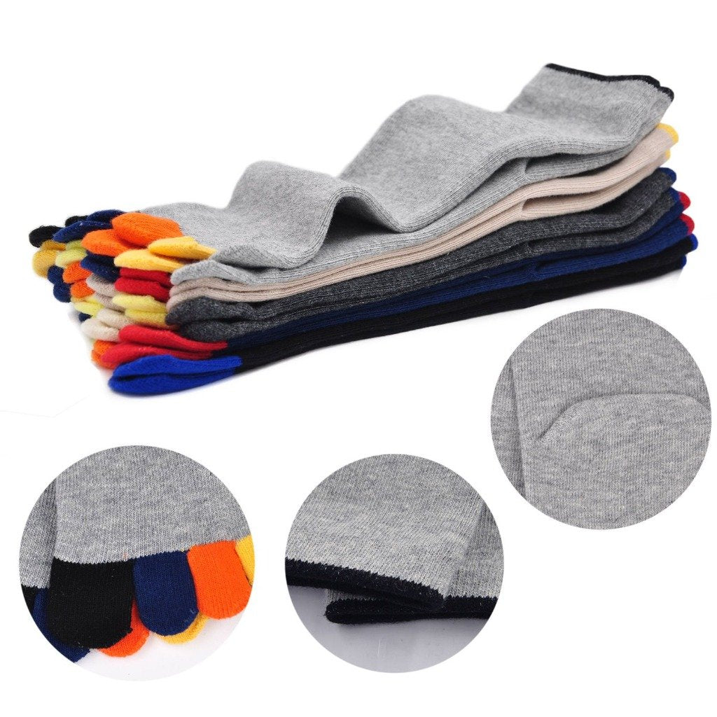 cotton 5 finger crew socks for men