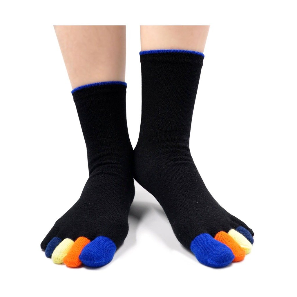black 5 finger crew socks for men