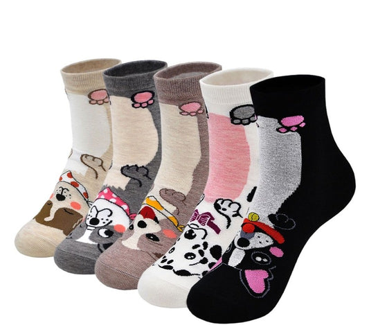 ZAKASA Cute Dog Design Socks for Women, 5 Pairs