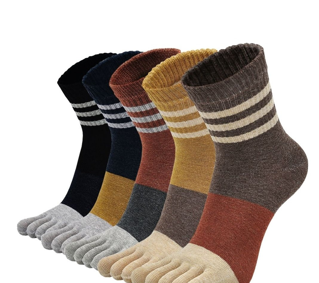 ZAKASA Classic Design 5 Finger Crew Socks for Women, 5 Pairs