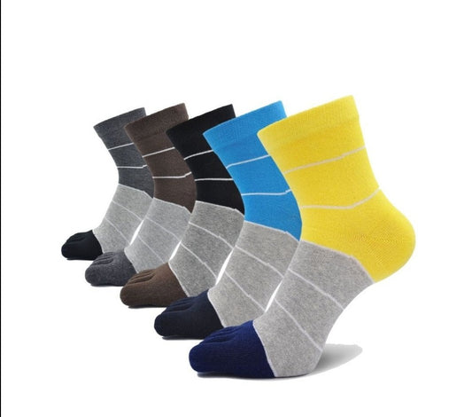 ZAKASA Mixed Colors Gym 5 Finger Crew Socks for Men, 5 Pairs