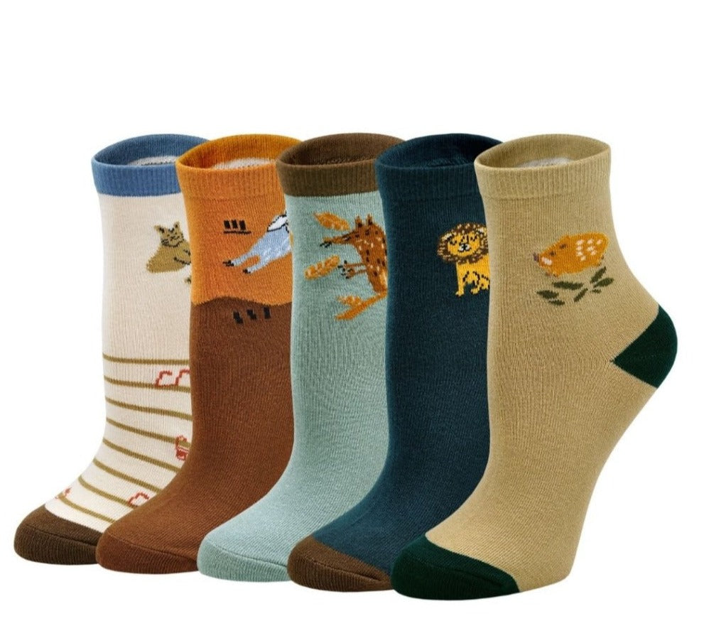 safari zoo animal socks kids