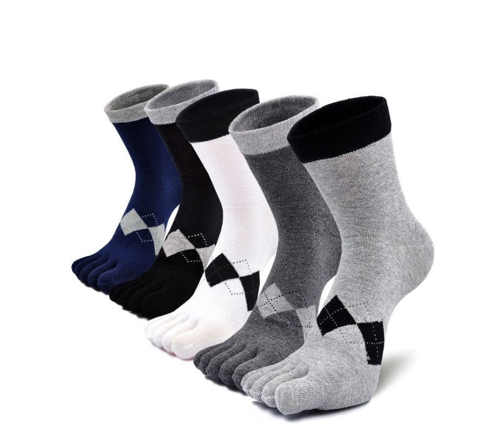 ZAKASA Classic Neutral Colors 5 Finger Crew Socks for Men, 5 Pairs