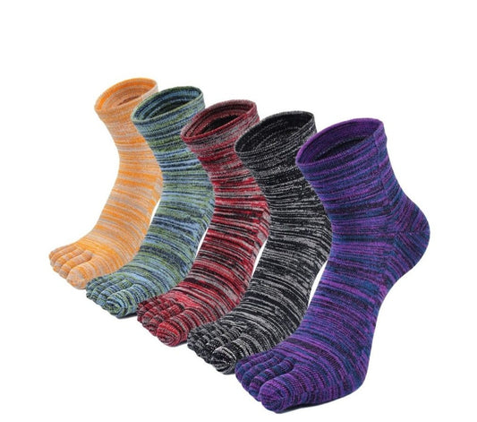 ZAKASA Mixed Colors  5 Finger Crew Socks for Men, 5 Pairs