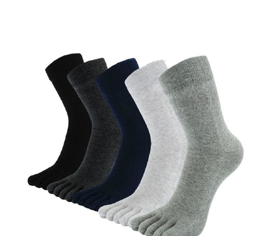 ZAKASA Plain Neutral Colors Executive  5 Finger Socks for Men, 5 Pairs