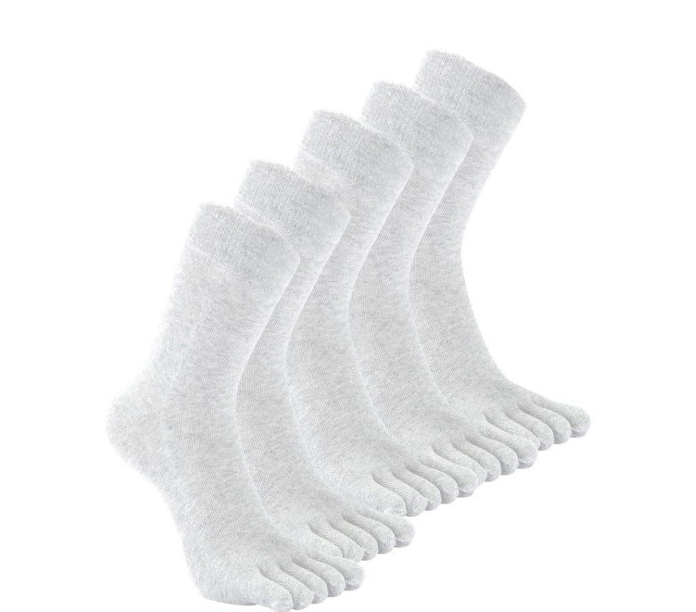 ZAKASA Plain White Executive 5 Finger Socks for Men, 5 Pairs