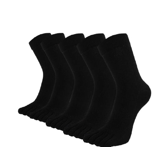 ZAKASA Plain Black Executive 5 Finger Socks for Men, 5 Pairs