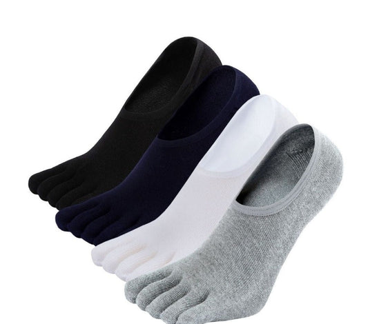 ZAKASA Anti Slip Classic Neutral Colors  5 Finger Toe Socks for Men, 4 Pairs